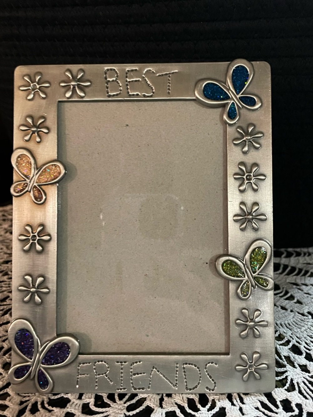 Best Friends Silver Butterfly Photo Frame - Multicolor Accents